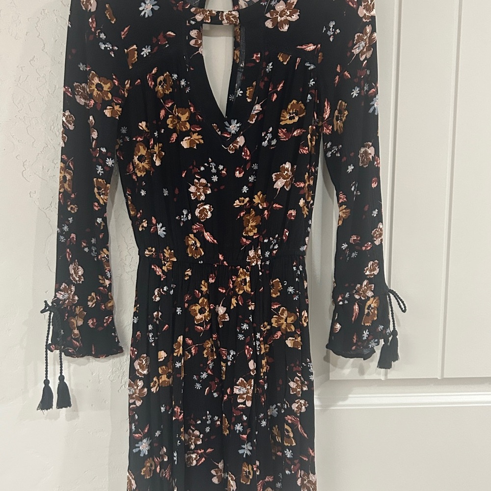 American Eagle Outfitters Black Floral Long Sleeve Dress